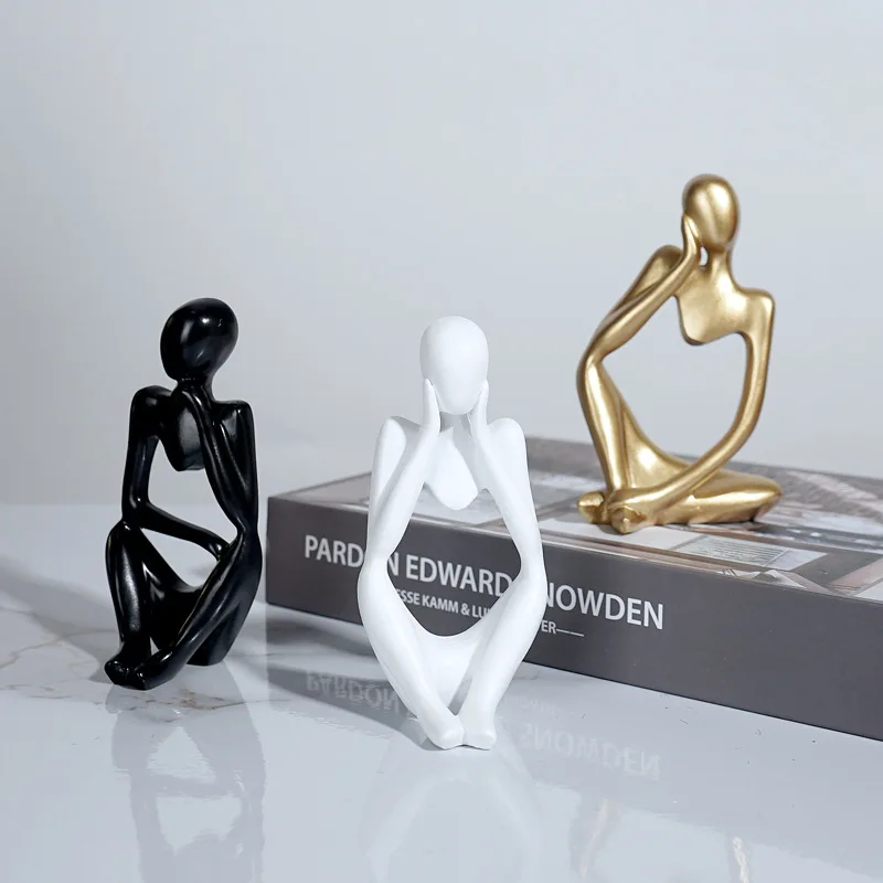 Home Office Yoga Room - 3개 세트 사색가 조각상 추상 조각품
