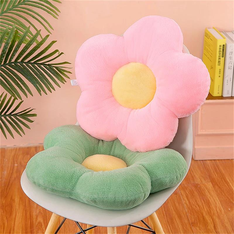 Mesh Back Cushion - 실용적인 35cm 귀여운 다채로운 꽃 모양