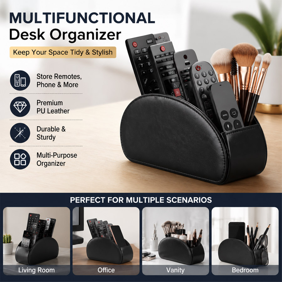 Home Office Organization - 1Pc 5 그리드 PU 가죽 데스크탑