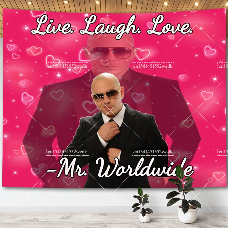 Home Office Yoga Room - Mr. Worldwide은 웃음 사랑 깃발 태피스트리