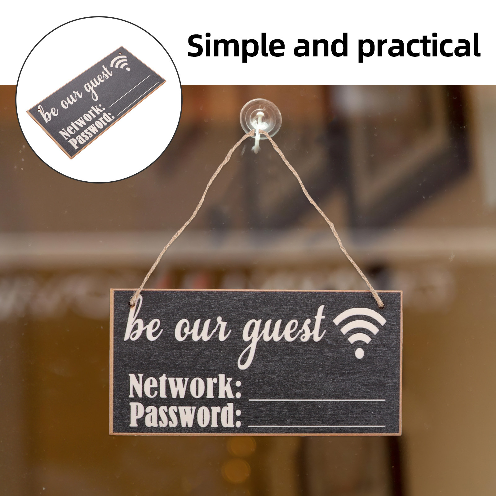 Home Office Guest Room - 2Pcs 나무 WiFi 비밀번호 표지판 홈