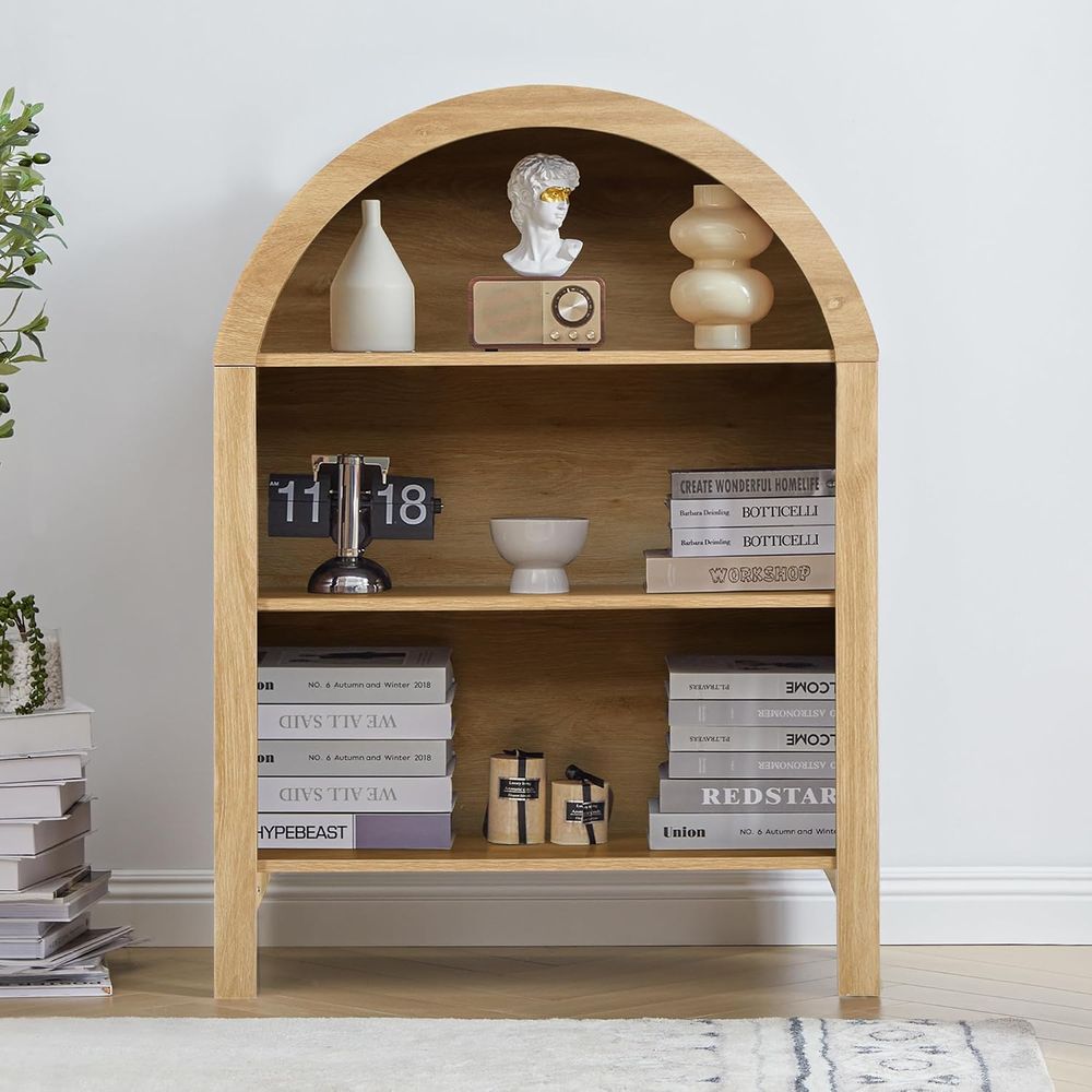 Home Office Bookshelves - 독립형 3단 아치형 책장 (가정 및