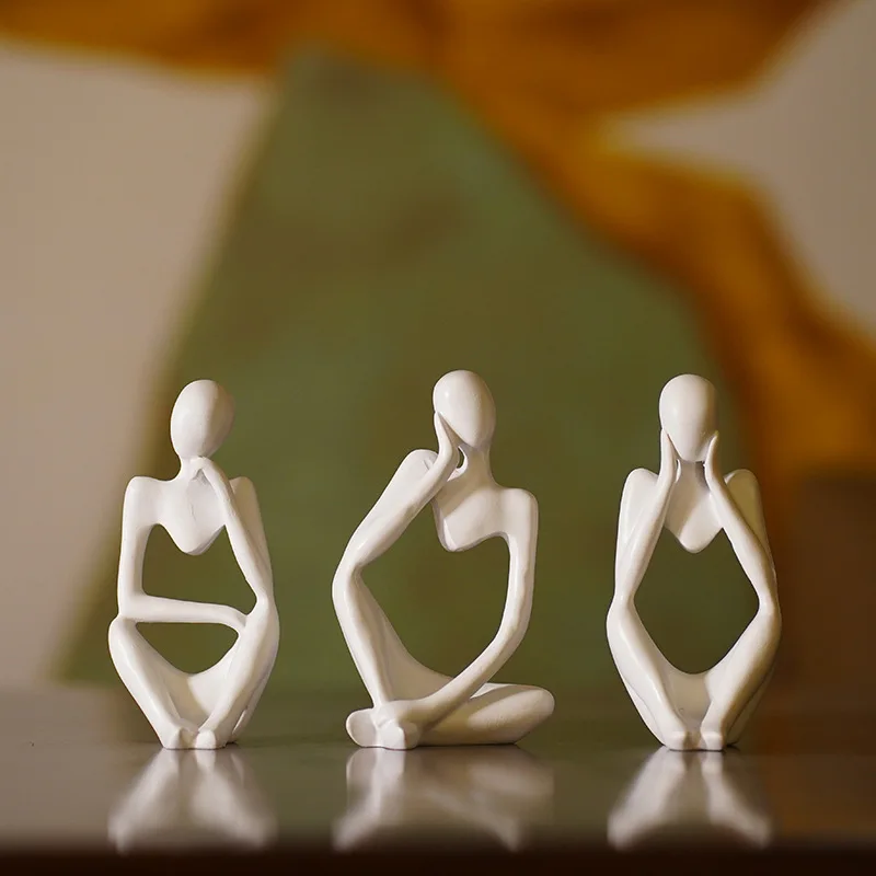3개 세트 사색가 조각상 추상 조각품 요가 피규어 북유 - Home Office Yoga Room 리뷰 및 가격