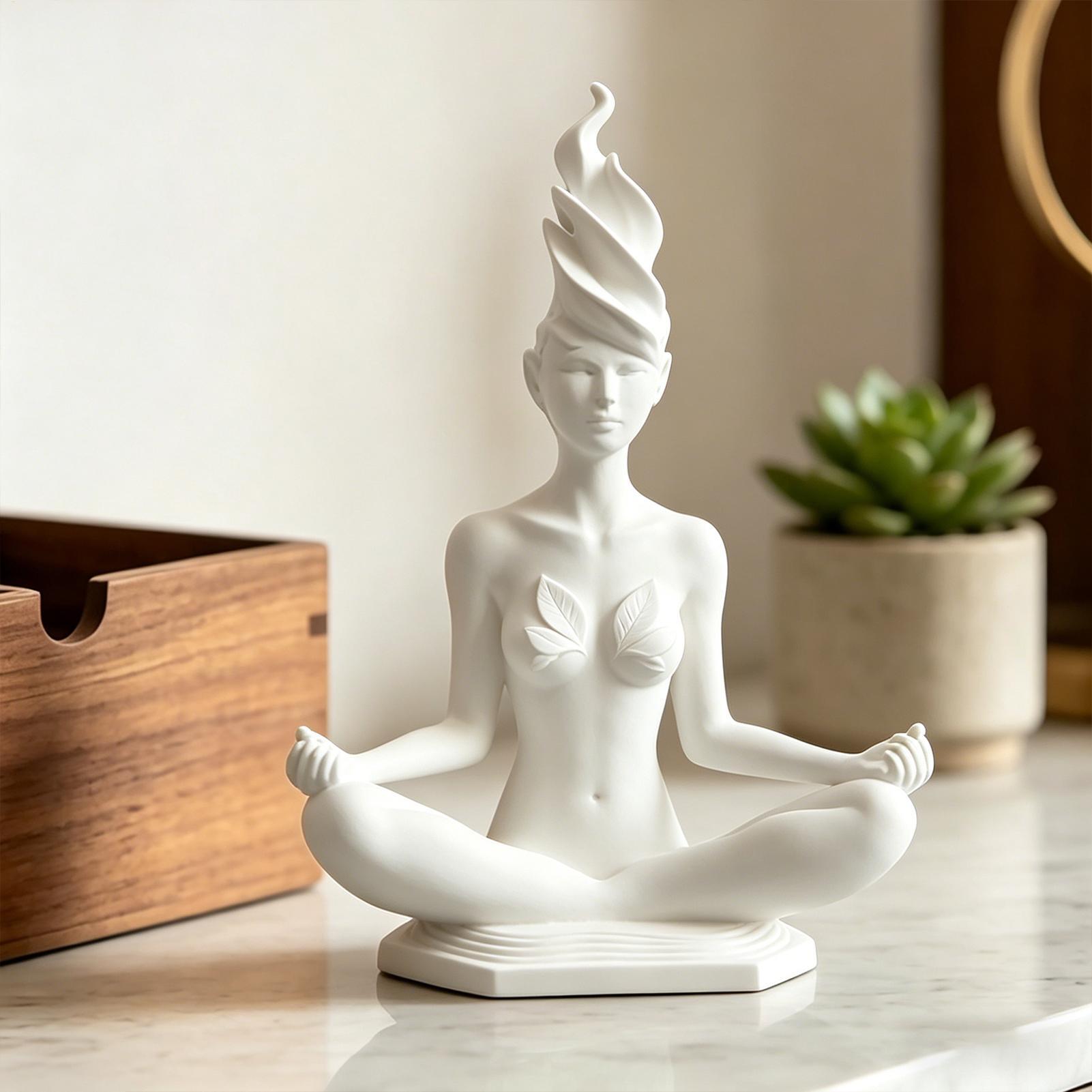 명상하는 여성 요가 조각상, 추상적인 요가 여성 조각품 - Home Office Yoga Room 리뷰 및 가격