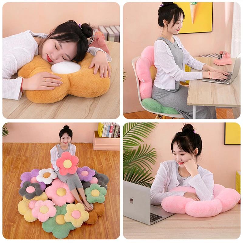 실용적인 35cm 귀여운 다채로운 꽃 모양 플러시 베개 - Mesh Back Cushion 리뷰 및 가격