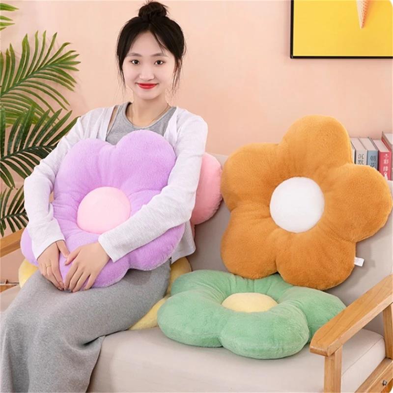 실용적인 35cm 귀여운 다채로운 꽃 모양 플러시 베개 - Mesh Back Cushion 리뷰 및 가격