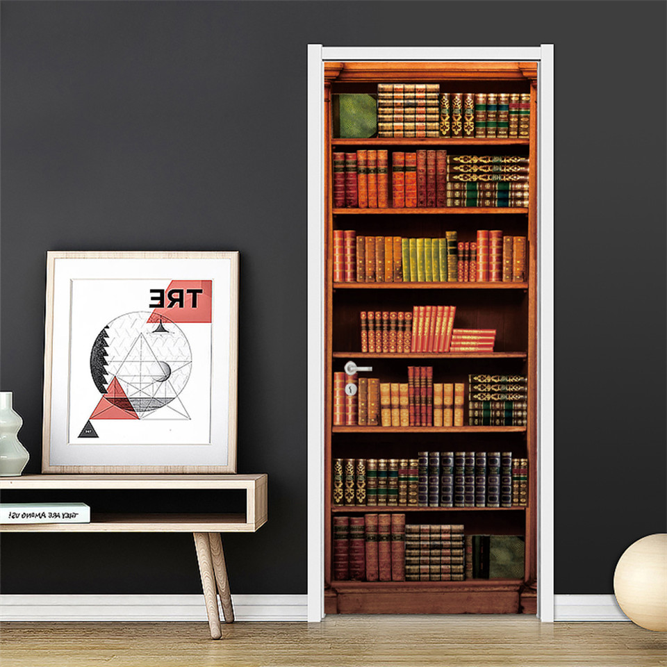3D 문 벽지 PVC 도서관 책장 벽 스티커, 셀프 스 - Home Office Bookshelves 리뷰 및 가격