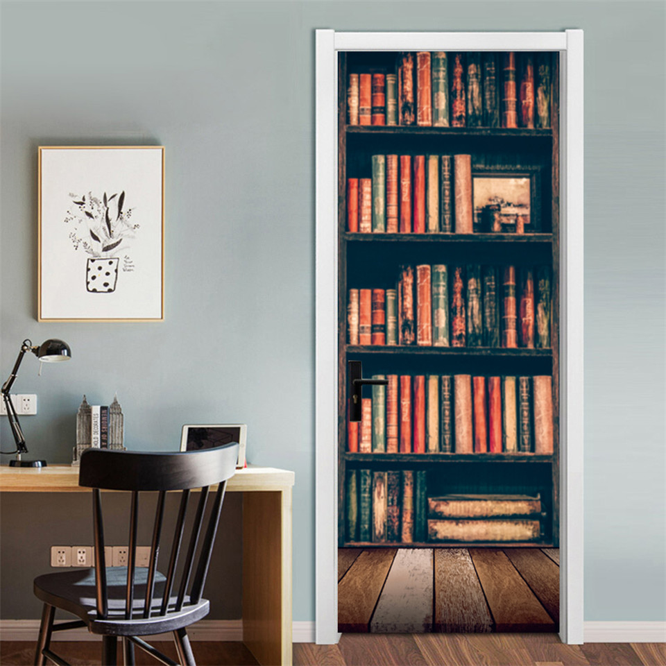 3D 문 벽지 PVC 도서관 책장 벽 스티커, 셀프 스 - Home Office Bookshelves 리뷰 및 가격