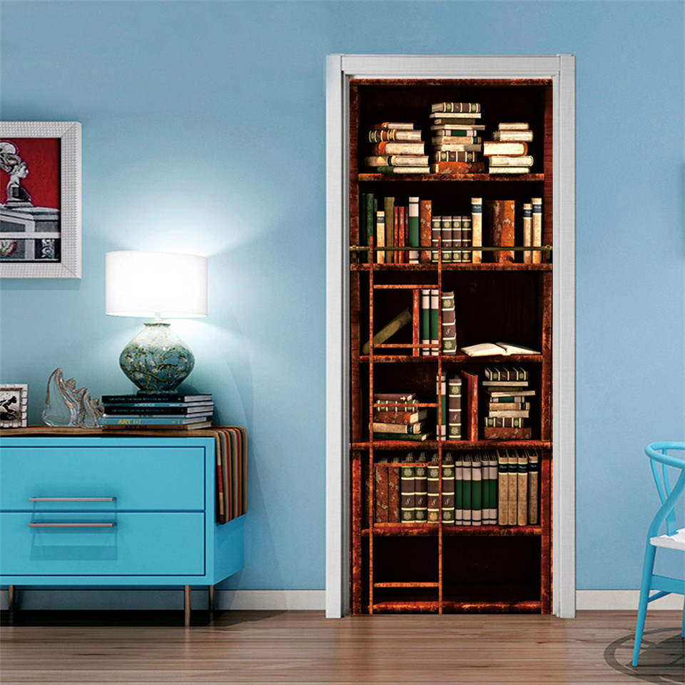 3D 문 벽지 PVC 도서관 책장 벽 스티커, 셀프 스 - Home Office Bookshelves 리뷰 및 가격