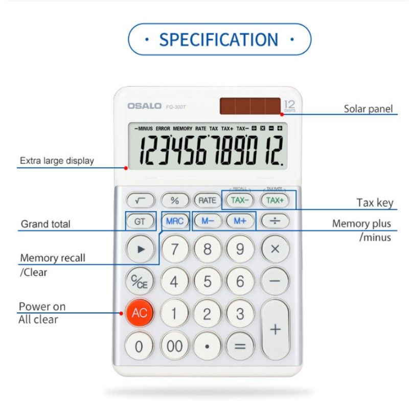 OSALO 300t 12자리 태양광 데스크탑 계산기 - - Home Office Tax 리뷰 및 가격