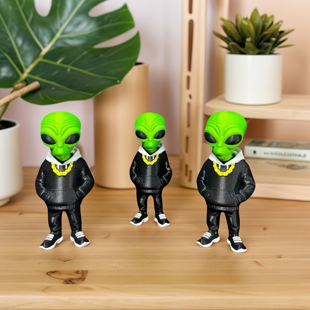 1개의 포켓 디자인의 녹색 외계인 피규어, 3D 프린팅 - Home Office Bookshelves 리뷰 및 가격